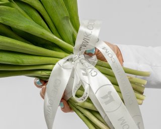 Букет из 25 красных тюльпанов стандарт под ленту  small - 4